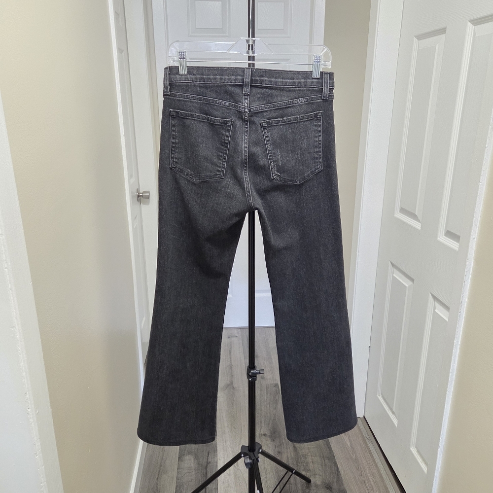 Nili Lotan Celia Distressed Black Washed Denim Flare Jeans High Rise - Picture 10 of 15